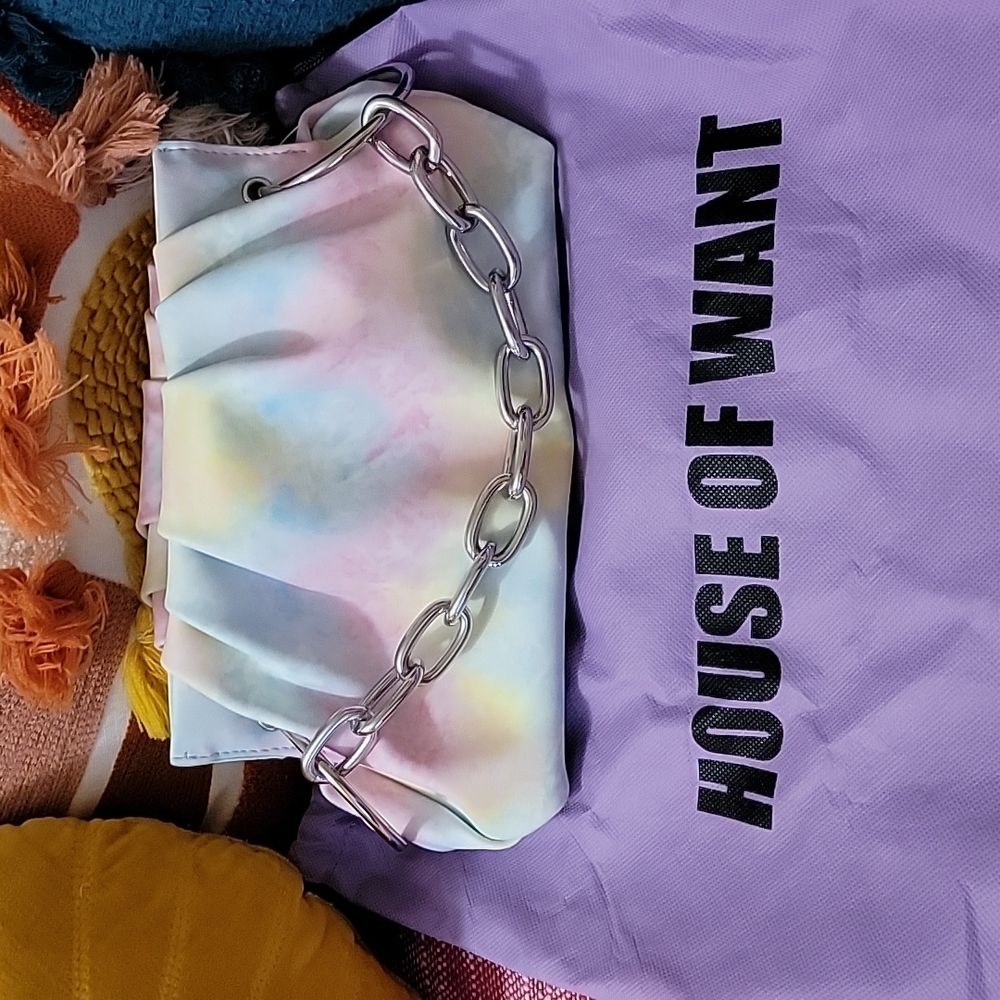 House of Want tye dye clutch